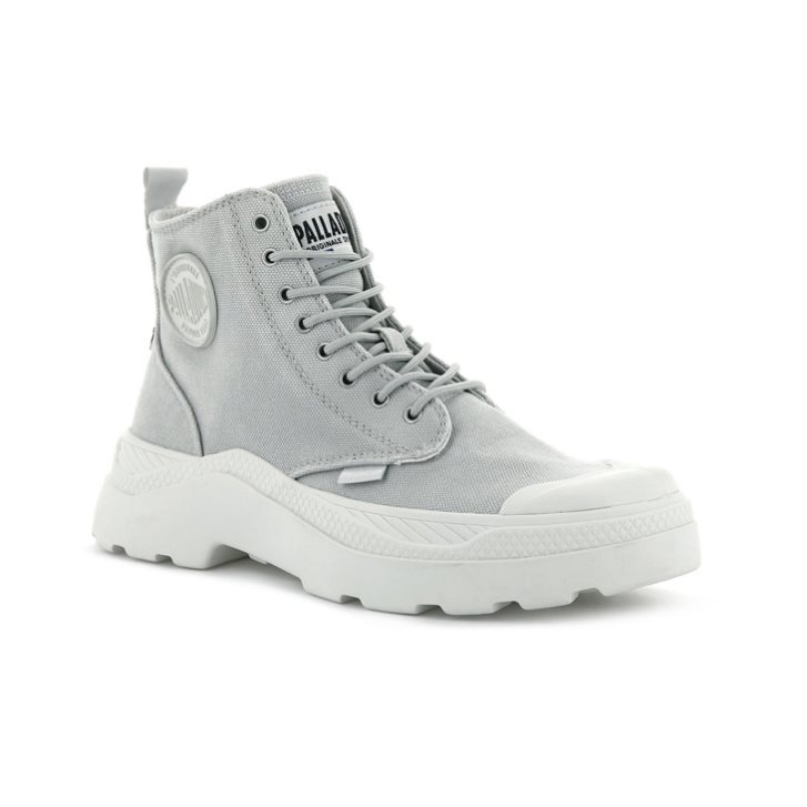 Bottes Palladium Pallakix Hi Tela Femme Grise Clair | FR HPW346Q